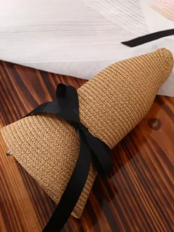 Chapeau de paille à n艙ud papillon pour femme chapeau de plage pliable pour l'été 2026