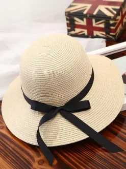 Chapeau de paille à n艙ud papillon pour femme chapeau de plage pliable pour l'été 2026
