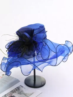 Chapeau d'église en organza pour femme chapeau bibi à fleurs en maille