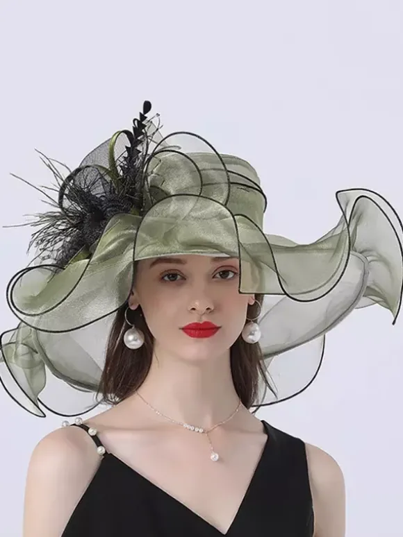 Chapeau d'église en organza pour femme chapeau bibi à fleurs en maille