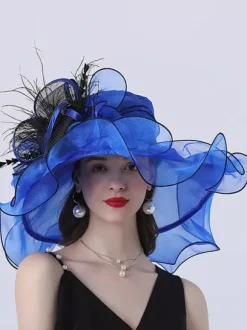 Chapeau d'église en organza pour femme chapeau bibi à fleurs en maille