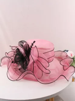 Chapeau d'église en organza pour femme chapeau bibi à fleurs en maille