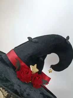 Chapeau gothique Lolita à volants et n艙uds en polyester noir Accessoires Lolita
