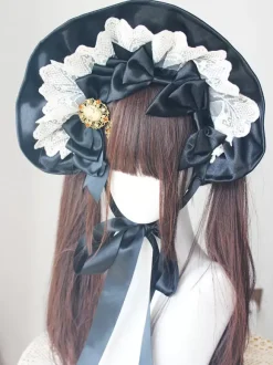 Chapeau gothique Lolita bordeaux à volants et n艙uds accessoire en polyester accessoires Lolita