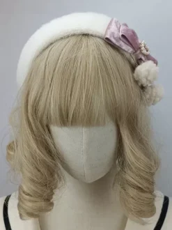 Chapeau Lolita de style ROCOCO pompons roses n艙uds accessoire bloc de couleurs polyester accessoires Lolita
