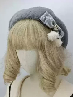 Chapeau Lolita de style ROCOCO pompons roses n艙uds accessoire bloc de couleurs polyester accessoires Lolita