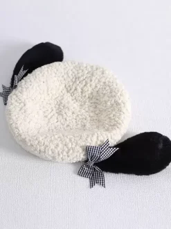 Chapeau Lolita doux écru n艙uds blancs accessoire polyester accessoires Lolita