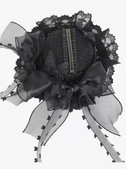 Chapeau Lolita Steampunk Noeuds Noirs Volants Accessoire Dentelle Accessoires Lolita en Polyester