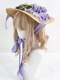 Chapeau Lolita Style Pastoral Vintage N艙uds Volants Accessoire Fleurs Lolita Coiffure