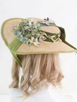 Chapeau Lolita Style Pastoral Vintage N艙uds Volants Accessoire Fleurs Lolita Coiffure