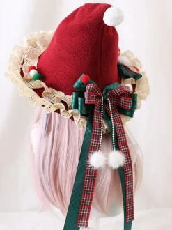 Chapeau Mignon Lolita Accessoire N艙uds Rouges Polyester