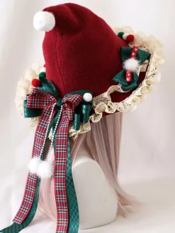 Chapeau Mignon Lolita Accessoire N艙uds Rouges Polyester