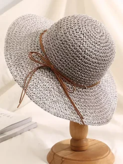 Chapeau de paille au crochet à large bord pliable pour femme (2026)