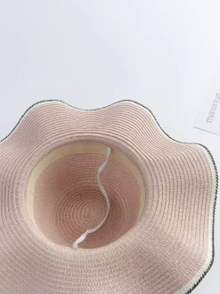 Chapeau de paille à larges bords avec n艙ud papillon protection solaire d'été chapeau de plage 2026