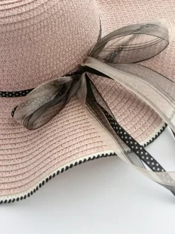 Chapeau de paille à larges bords avec n艙ud papillon protection solaire d'été chapeau de plage 2026
