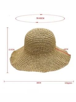 Chapeau de paille tissé d'été pour femme chapeau de plage pliable protection solaire 2026