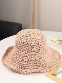 Chapeau de paille tissé d'été pour femme chapeau de plage pliable protection solaire 2026