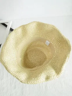 Chapeau de paille tissé d'été pour femme chapeau de plage pliable protection solaire 2026