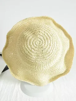 Chapeau de paille tissé d'été pour femme chapeau de plage pliable protection solaire 2026