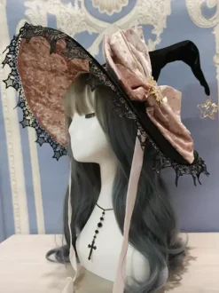 Chapeau gothique Lolita Rose N艙uds Volants Accessoire Dentelle Polyester Accessoires Lolita