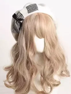 Chapeau Lolita doux avec n艙uds et accessoires en polyester à blocs de couleurs gris clair Accessoires Lolita