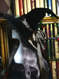 Chapeau Lolita Gothique Arcs Accessoire Dentelle Arc En Dentelle Polyester Violet Lolita Chapeau De Sorcière