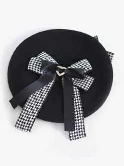 Chapeau Lolita Gothique Arcs Accessoire Plaid Polyester Noir Accessoires Lolita