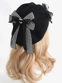 Chapeau Lolita Gothique Arcs Accessoire Plaid Polyester Noir Accessoires Lolita
