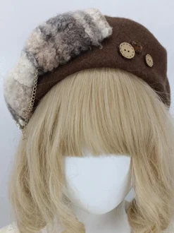 Chapeau Mignonne Lolita Accessoire N艙uds Taupe en Polyester