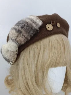 Chapeau Mignonne Lolita Accessoire N艙uds Taupe en Polyester