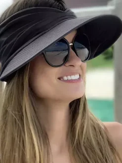 Chapeau pare-soleil à large bord pour femme protection UV UPF 50 élastique creux été 2026