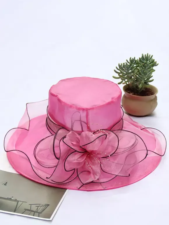 Chapeaux bibi pour femmes chapeaux romantiques en organza et soie avec fleurs pour le thé