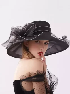 Chapeaux bibi pour femmes chapeaux romantiques en organza et soie avec fleurs pour le thé