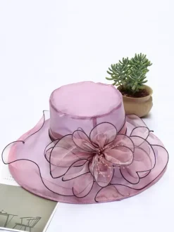 Chapeaux bibi pour femmes chapeaux romantiques en organza et soie avec fleurs pour le thé