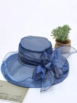 Chapeaux bibi pour femmes chapeaux romantiques en organza et soie avec fleurs pour le thé