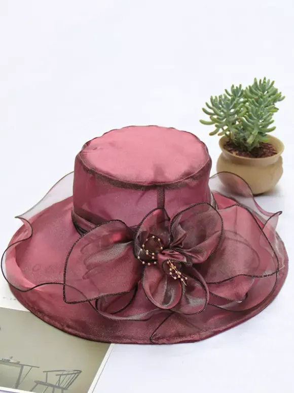 Chapeaux bibi pour femmes chapeaux romantiques en organza et soie avec fleurs pour le thé