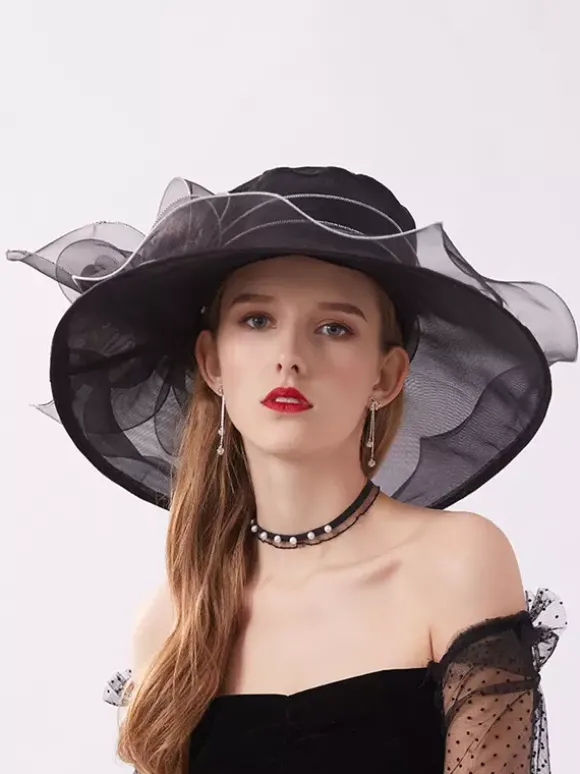 Chapeaux bibi pour femmes chapeaux romantiques en organza et soie avec fleurs pour le thé