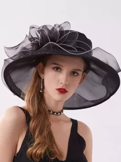 Chapeaux bibi pour femmes chapeaux romantiques en organza et soie avec fleurs pour le thé