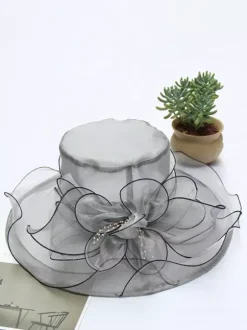 Chapeaux bibi pour femmes chapeaux romantiques en organza et soie avec fleurs pour le thé