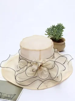 Chapeaux bibi pour femmes chapeaux romantiques en organza et soie avec fleurs pour le thé