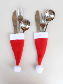 Chapeaux rouges de Noël pour des accessoires de vacances de Noël de polyester de fibre de polyester de fourchettes