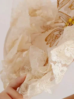 Chapeaux victoriens à large bord brodés en dentelle pour femmes pour fêtes