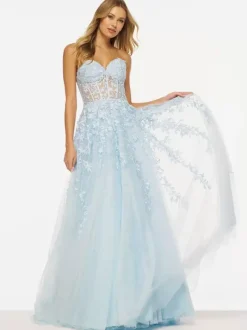 Charmante avec robe de soirée longue au sol et décolleté en c艙ur en dentelle