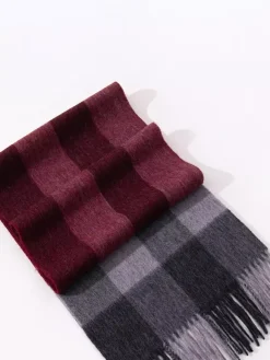 Écharpe 100% laine pour homme motif à carreaux classiques avec pompons