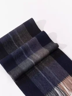 Écharpe 100% laine pour homme motif à carreaux classiques avec pompons