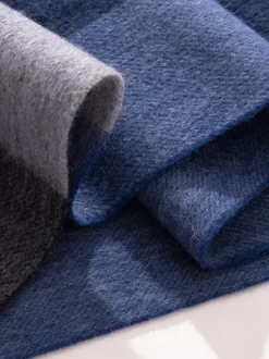 Écharpe 100% laine pour homme motif à carreaux classiques avec pompons