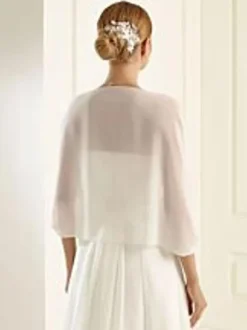 Écharpe de mariage Ivoire demi-manches capes en mousseline de soie couverture de mariée