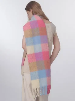 Écharpe en laine Longue femmes franges à carreaux accessoires chauds d'hiver