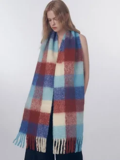 Écharpe en laine Longue femmes franges à carreaux accessoires chauds d'hiver