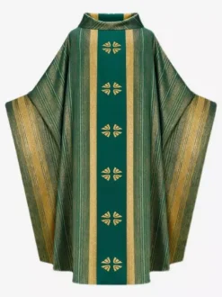 Chasuble de prêtre gothique verte avec croix brodée pour la messe style médiéval rétro vêtements liturgiques pour le clergé